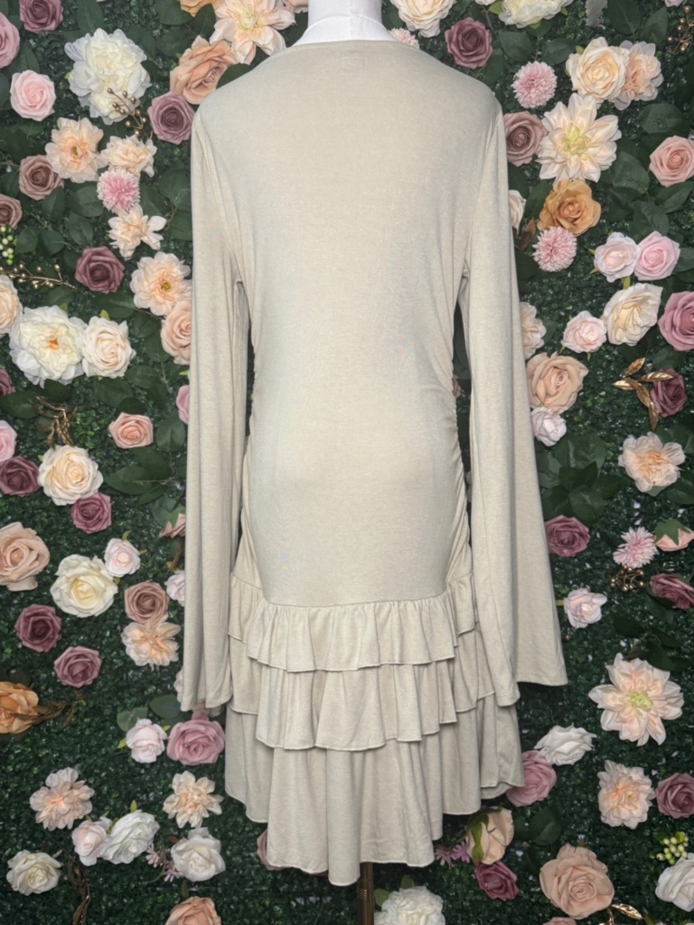 Free People Free-Est Good Feels Long-Sleeve Mini Dress in Green Haze NWOT - Picture 5 of 9